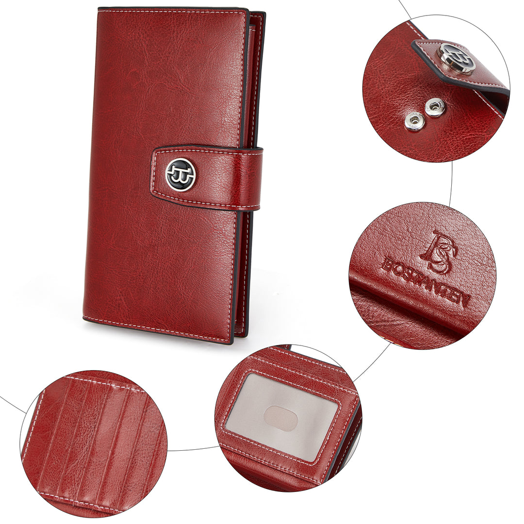 Lomy RFID Genuine Leather Wallet — Checkbook - BOSTANTEN