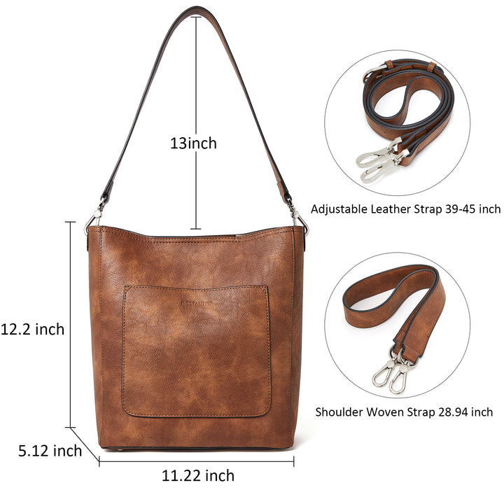 BOSTANTEN Handbags for Women Genuine Leather Designer Hobo Tote Purses Shoulder Crossbody Bucket Bags - BOSTANTEN