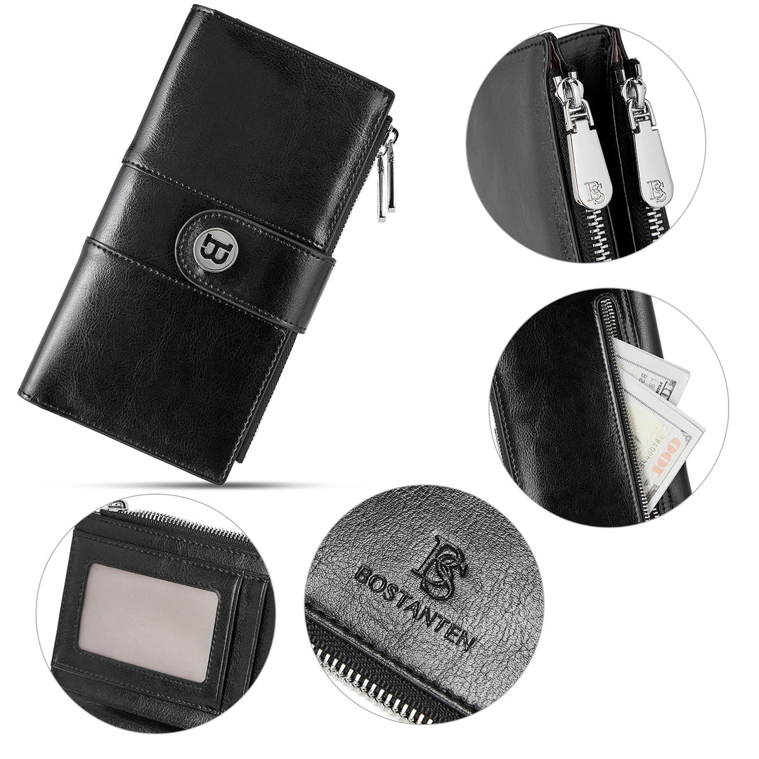 Lomy  Real Leather Wallet Womens — RFID Blocking - BOSTANTEN