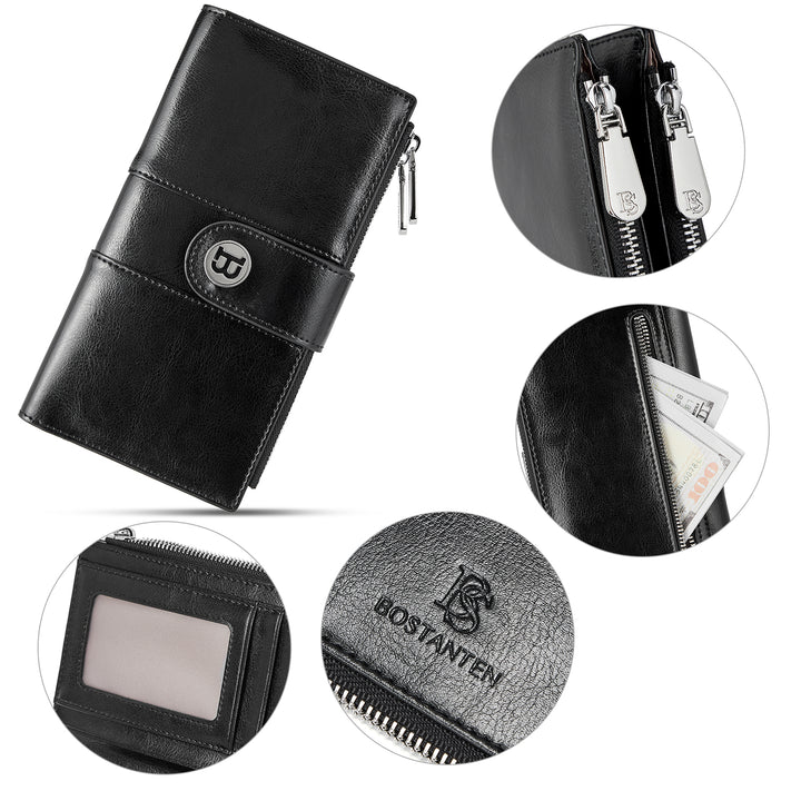 Lomy  Real Leather Wallet Womens — RFID Blocking - BOSTANTEN