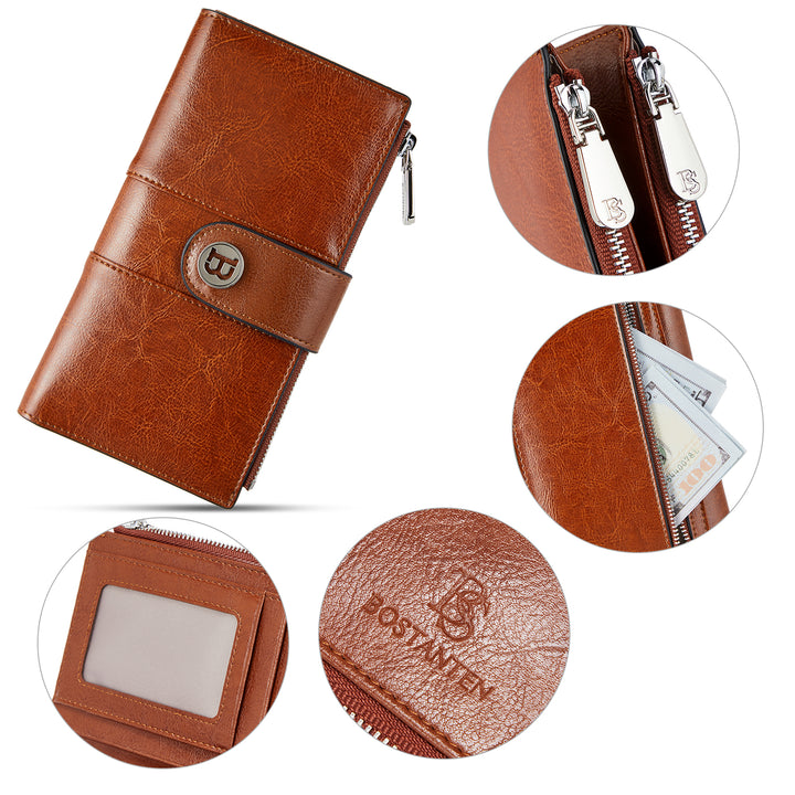 Lomy  Real Leather Wallet Womens — RFID Blocking - BOSTANTEN