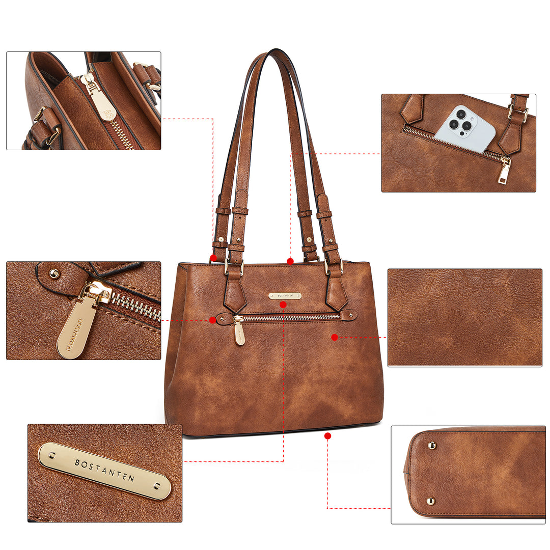 BOSTANTEN Damen Handtasche Kunstleder Schultertasche Weiche Designer Top Griff Geldbörsen 