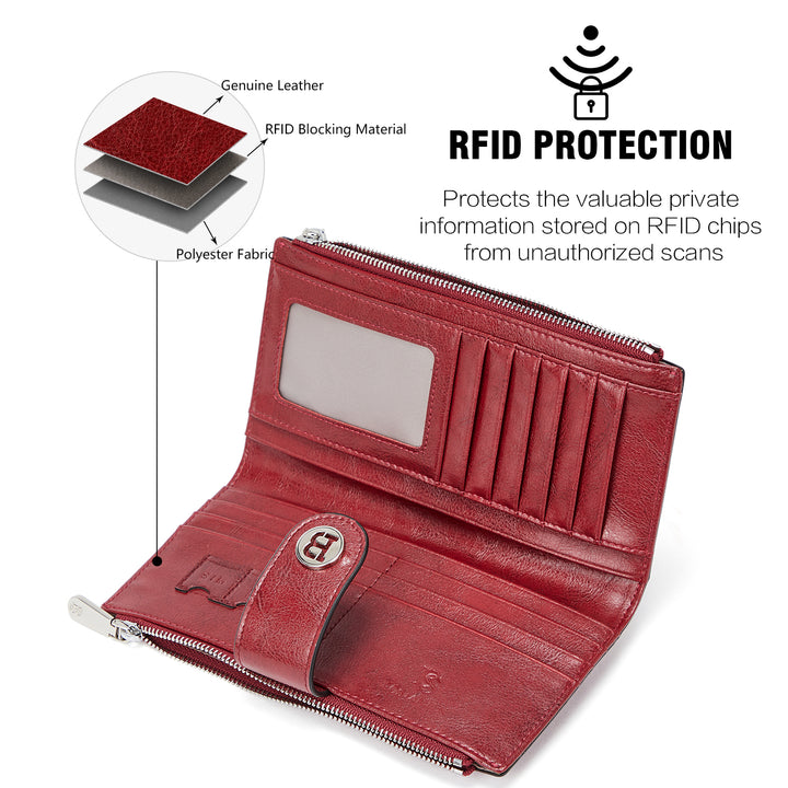 Lomy  Real Leather Wallet Womens — RFID Blocking - BOSTANTEN