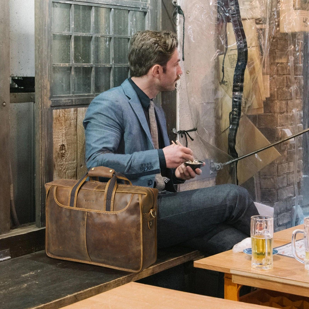 17 inch Men's Briefcase Messenger Bag — Business Lawyer - BOSTANTEN