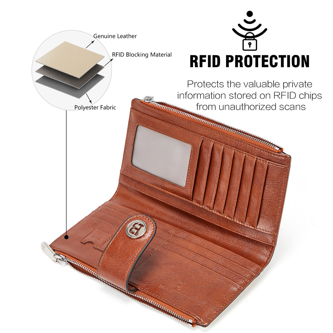 Lomy  Real Leather Wallet Womens — RFID Blocking - BOSTANTEN