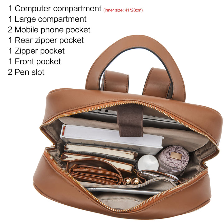 Libe Leather Laptop Backpack for Women  For Travel - BOSTANTEN