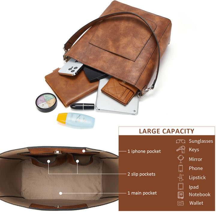 BOSTANTEN Handbags for Women Genuine Leather Designer Hobo Tote Purses Shoulder Crossbody Bucket Bags - BOSTANTEN