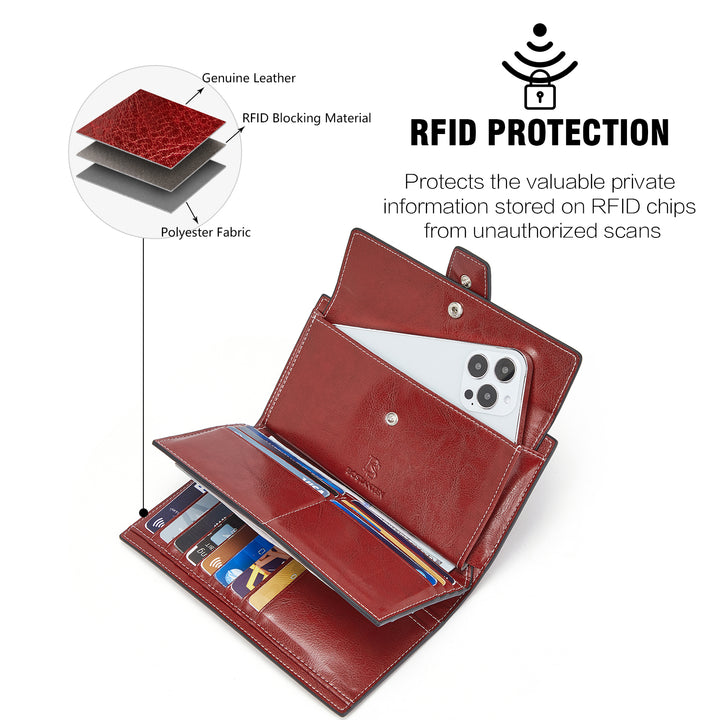 Lomy RFID Genuine Leather Wallet — Checkbook - BOSTANTEN