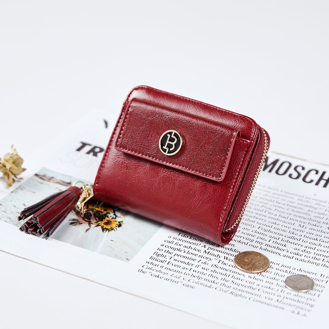 Lomy Small Coin & Card Purse With Tassel — Cowhide - BOSTANTEN