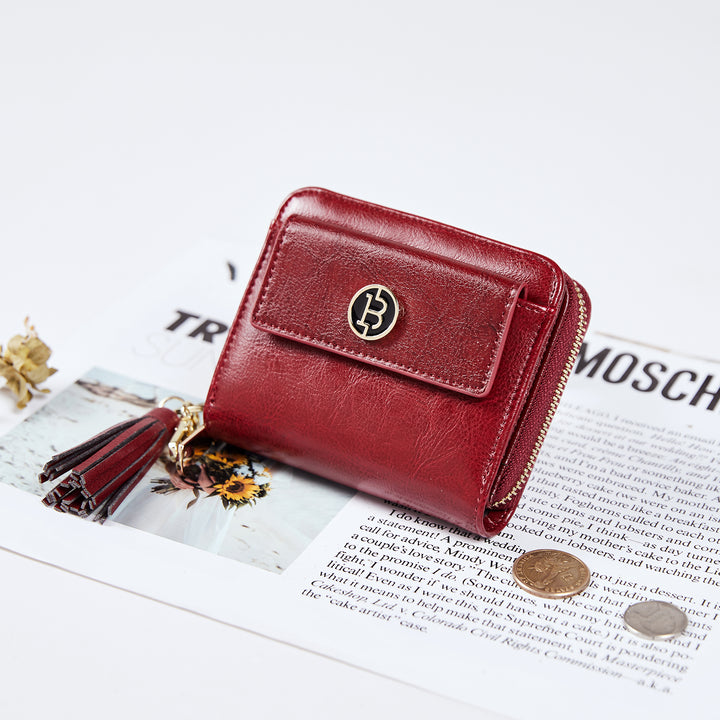 Lomy Small Coin & Card Purse With Tassel — Cowhide - BOSTANTEN