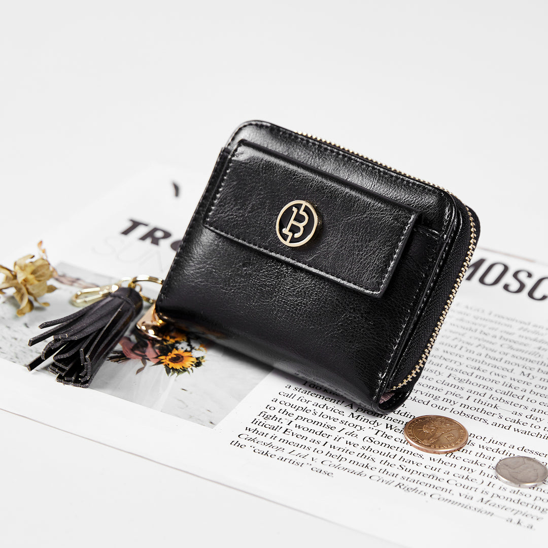 Lomy Small Coin & Card Purse With Tassel — Cowhide - BOSTANTEN