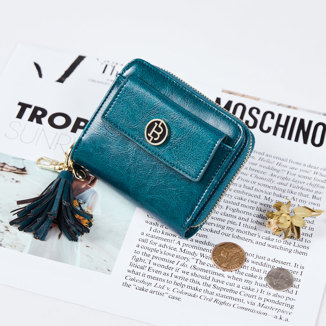 Lomy Small Coin & Card Purse With Tassel — Cowhide - BOSTANTEN