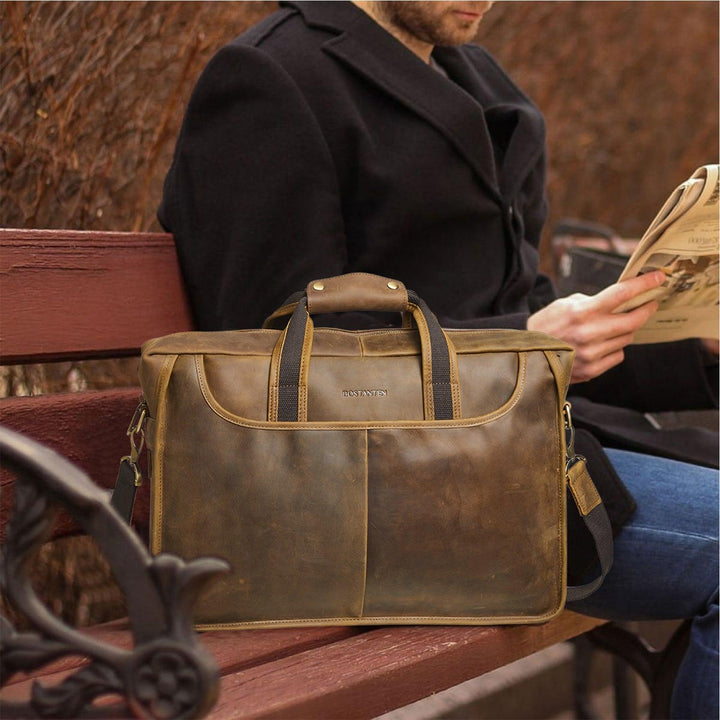 17 inch Men's Briefcase Messenger Bag — Business Lawyer - BOSTANTEN
