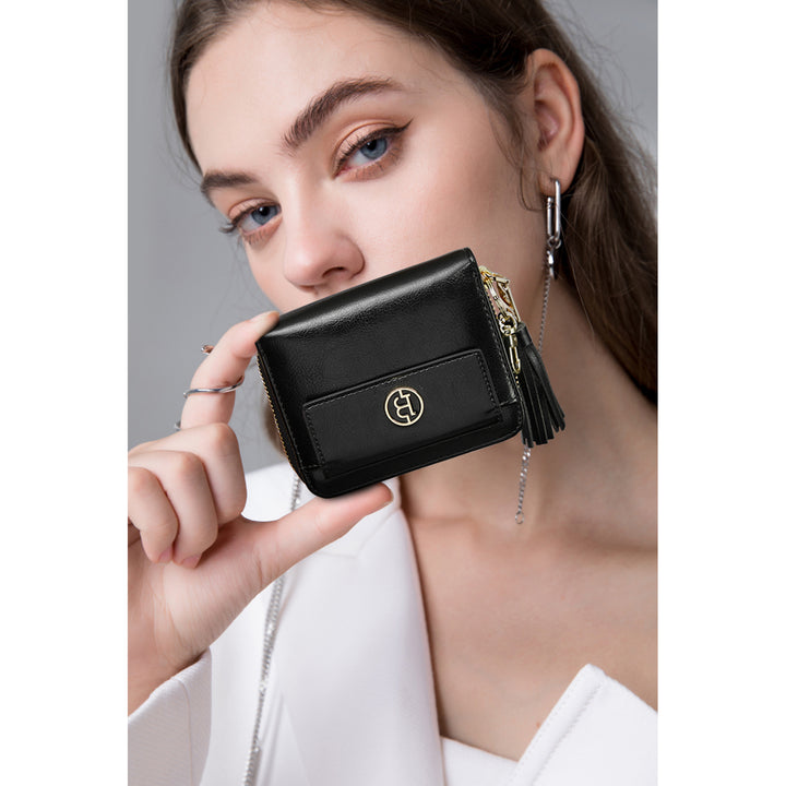Lomy Small Coin & Card Purse With Tassel — Cowhide - BOSTANTEN