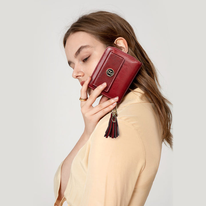 Lomy Small Coin & Card Purse With Tassel — Cowhide - BOSTANTEN
