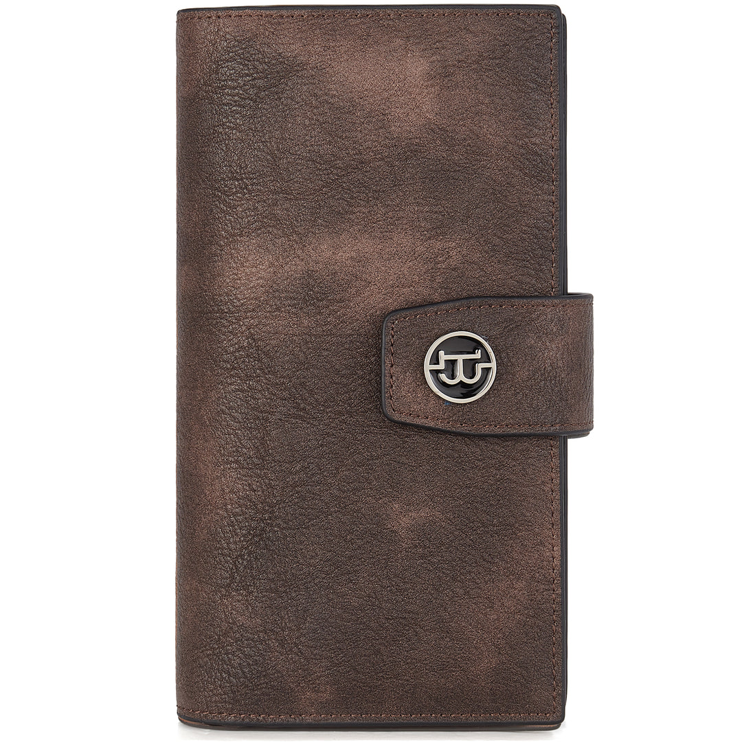 BOSTANTEN Womens Wallet Leather Wallets Large Capacity Cash Cluth Purses Coffee Rough Grain - BOSTANTEN