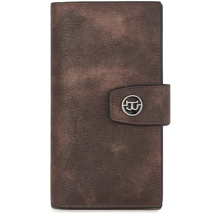 BOSTANTEN Womens Wallet Leather Wallets Large Capacity Cash Cluth Purses Coffee Rough Grain - BOSTANTEN