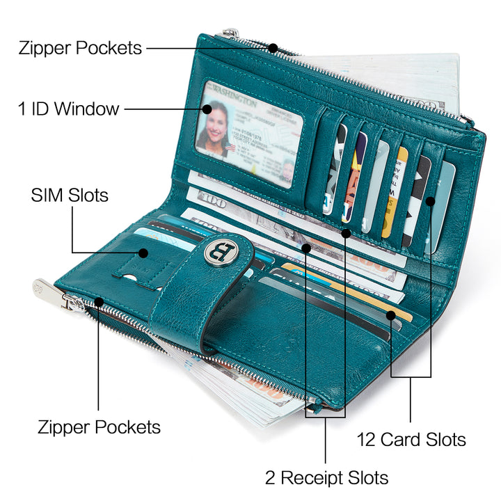 Lomy  Real Leather Wallet Womens — RFID Blocking - BOSTANTEN
