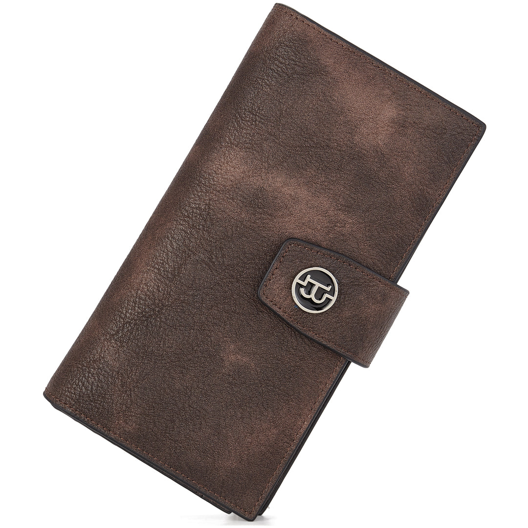 BOSTANTEN Womens Wallet Leather Wallets Large Capacity Cash Cluth Purses Coffee Rough Grain - BOSTANTEN