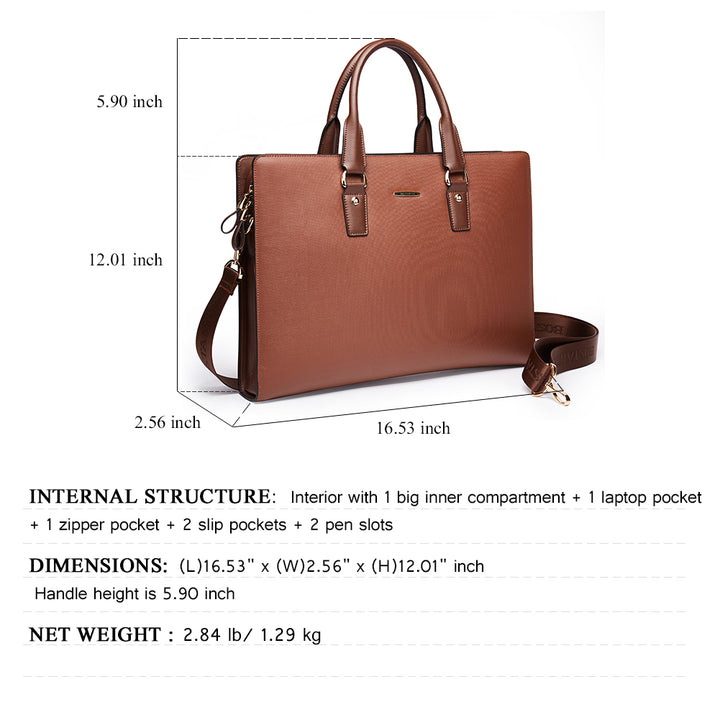 Stroud slim leather laptop bag large briefcase for business people - BOSTANTEN
