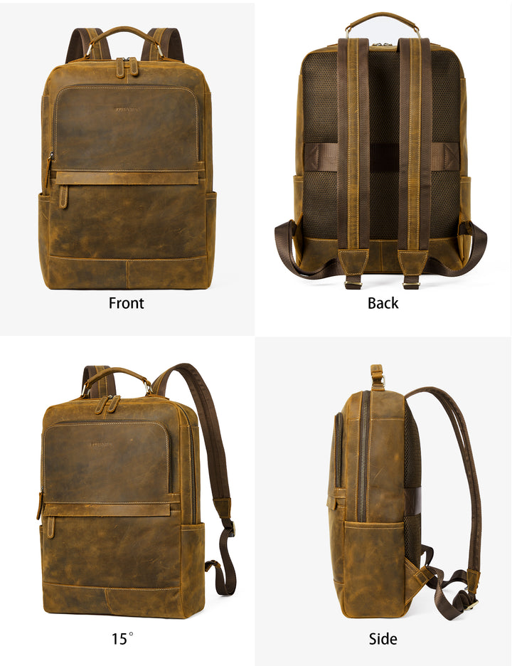 Großer Retro-Business-Rucksack für Herren für 15,6-Zoll-Laptops 