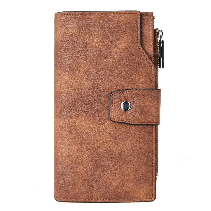 BOSTANTEN Womens Wallet Leather Wallets Large Capacity Cash Cluth Purses Coffee Rough Grain - BOSTANTEN