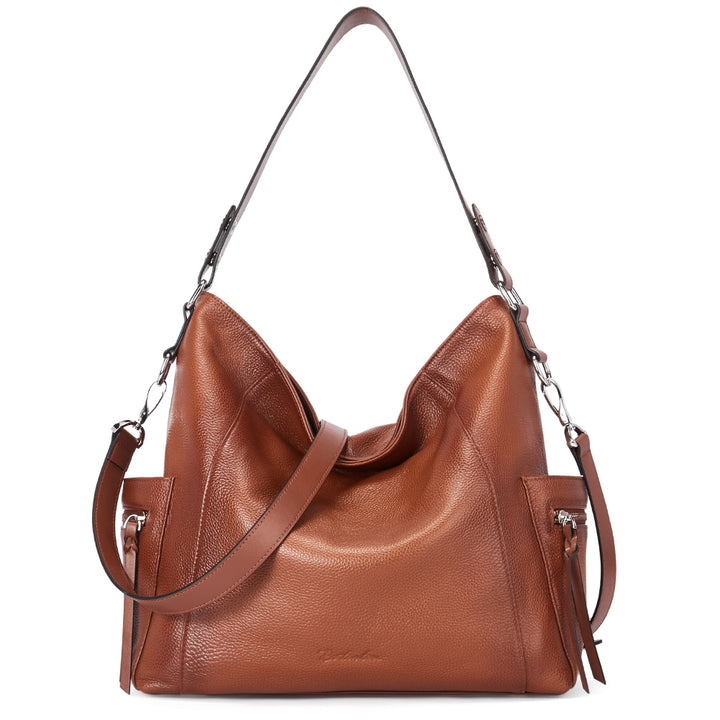 BOSTANTEN Genuine Leather Hobo Handbags Designer Shoulder Tote Purses Crossbody Large Bag for Women - BOSTANTEN
