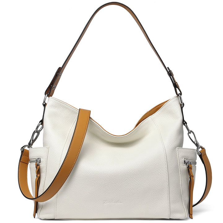 BOSTANTEN Women Leather Convertible Hobo Purse With Side Zipper Pocket - BOSTANTEN