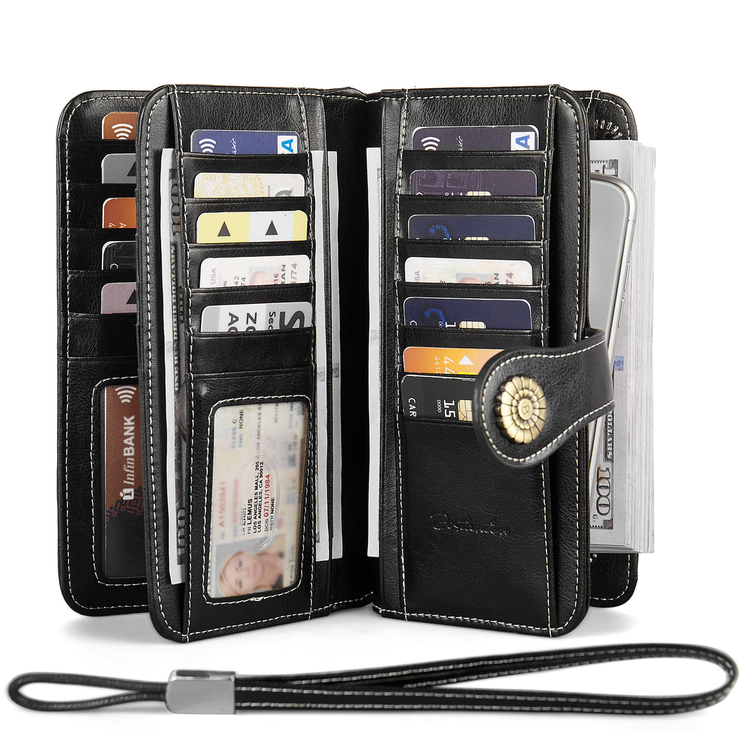 Lomy Big Wallet For Women With Wristlet —  Large Capacity - BOSTANTEN