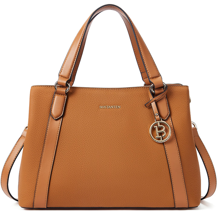 BOSTANTEN Lederhandtasche für Damen, Designer-Schultertasche, Henkeltasche oben, Umhängetasche mit drei Fächern 