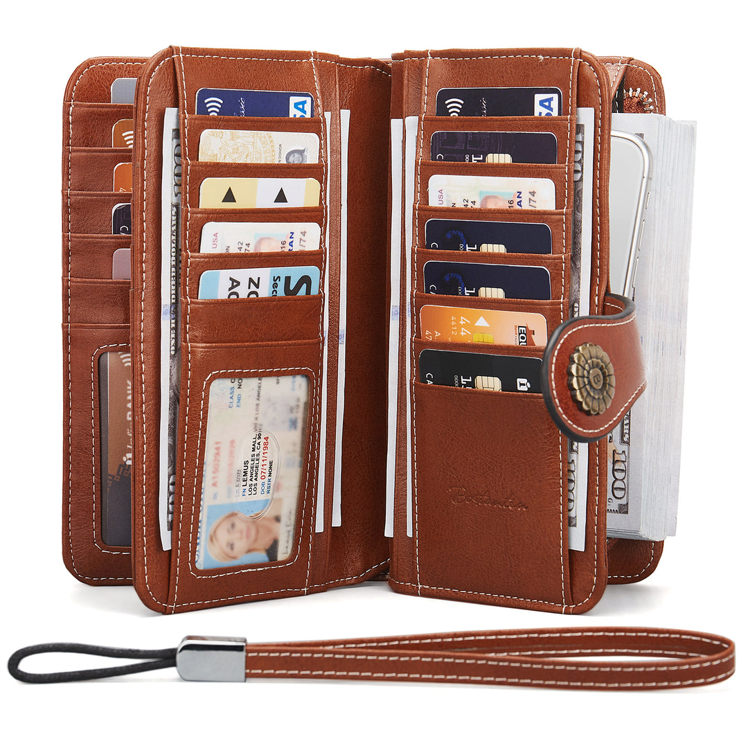 Lomy Big Wallet For Women With Wristlet —  Large Capacity - BOSTANTEN