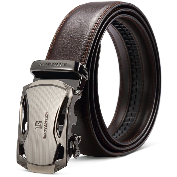 BOSTANTEN Mens Leather Ratchet Dress Belt Suit With Waist Belt Black - BOSTANTEN