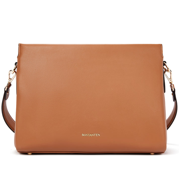 BOSTANTEN Women Leather Purses Handbags Designer Satchel Bag Shoulder Top Handle Tote Bags Triple Compartment - BOSTANTEN