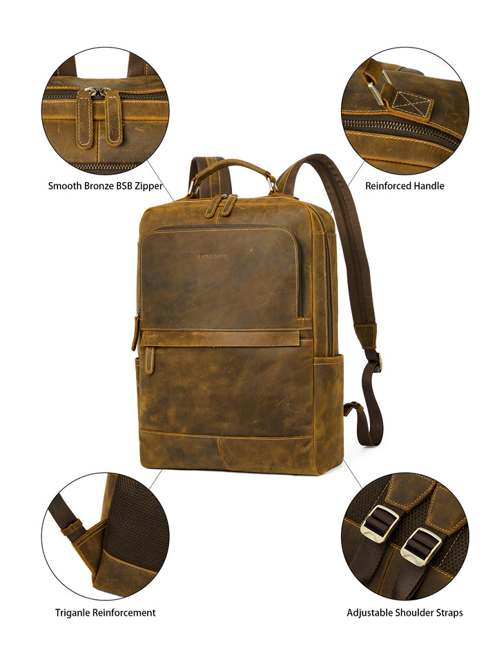 Großer Retro-Business-Rucksack für Herren für 15,6-Zoll-Laptops 