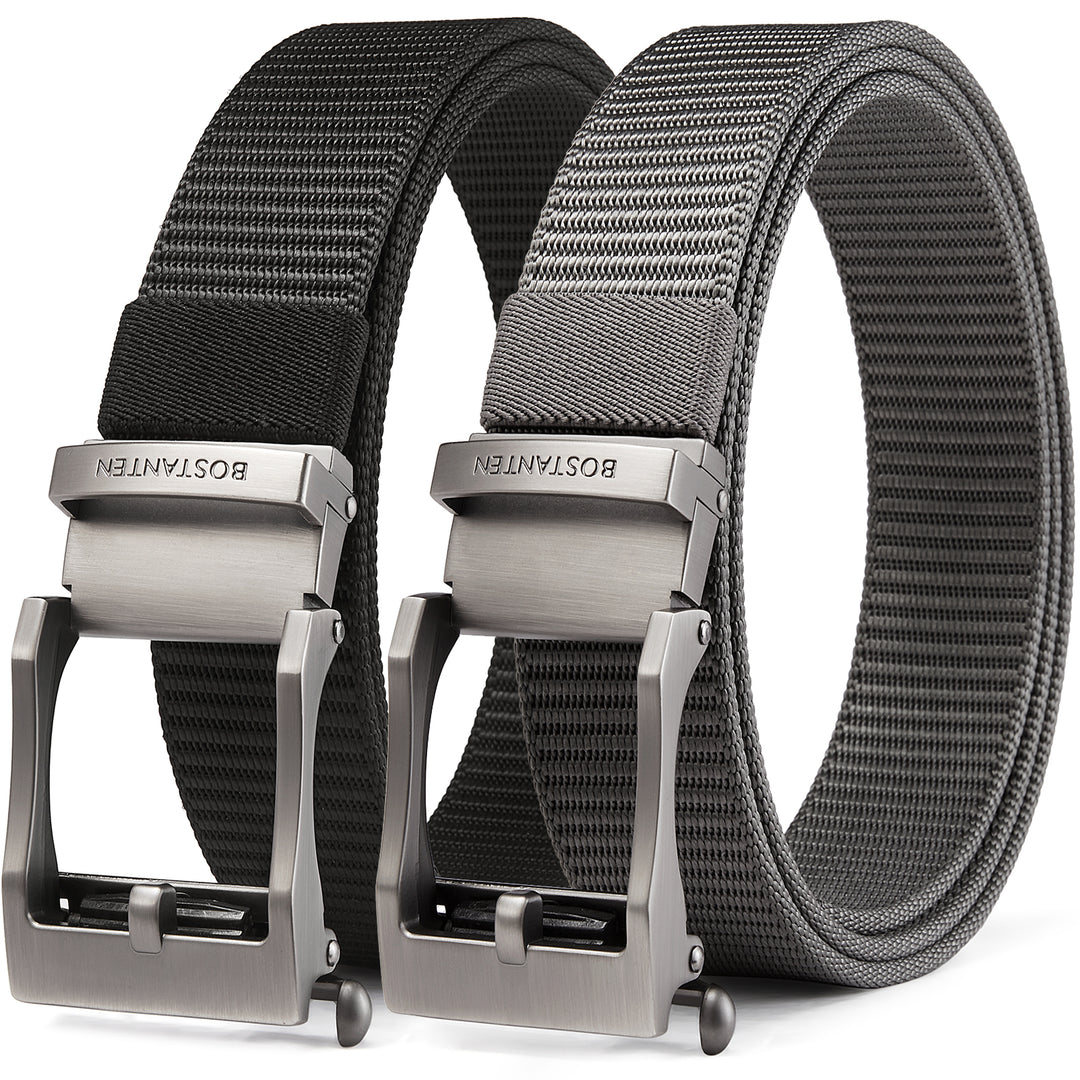 BOSTANTEN Men's Ratchet Dress Belts 2 Packs, Trim to Fit - BOSTANTEN