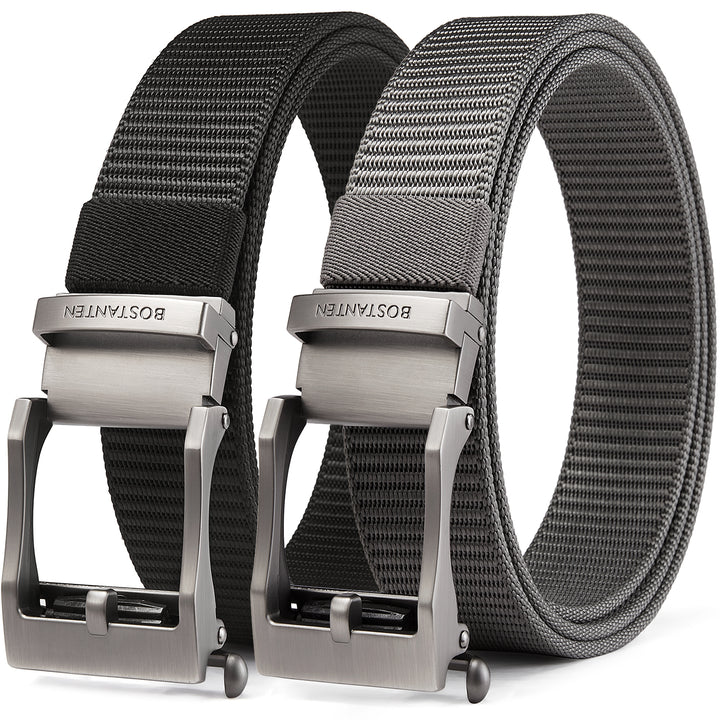 BOSTANTEN Men's Ratchet Dress Belts 2 Packs, Trim to Fit - BOSTANTEN