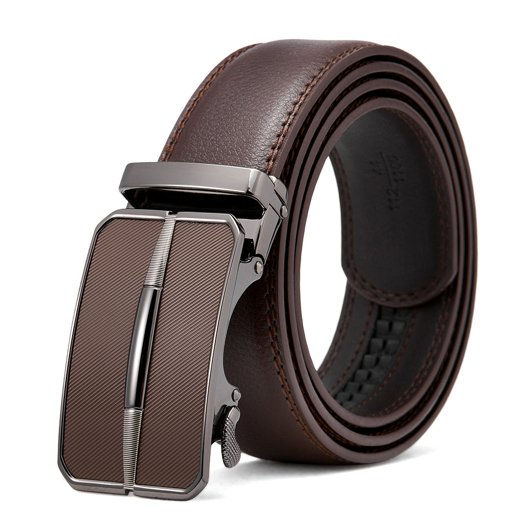 BOSTANTEN Mens Belt Leather Ratchet Dress Belt with Sliding Adjustable Buckle, Trim to Fit - BOSTANTEN