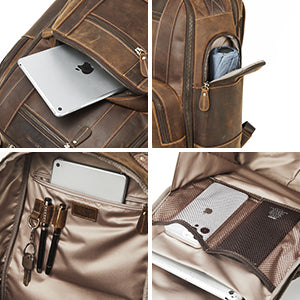 BOSTANTEN Leather Backpack for Men, 15.6 inch Laptop Backpack Large Capacity Business Travel Bag Vintage Shoulder Daypacks