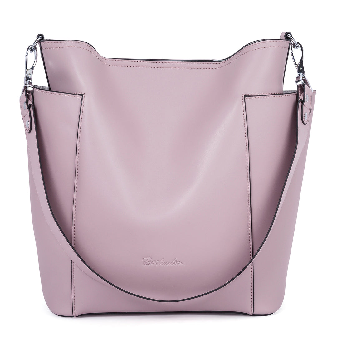 BOSTANTEN Genuine Leather Bucket Handbag Designer Hobo Shoulder Bags Tote Purses and Handbags Set with Clutch Purses - BOSTANTEN