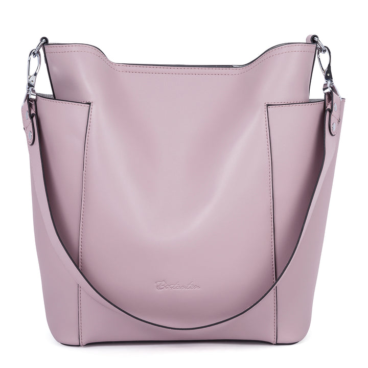 BOSTANTEN Genuine Leather Bucket Handbag Designer Hobo Shoulder Bags Tote Purses and Handbags Set with Clutch Purses - BOSTANTEN
