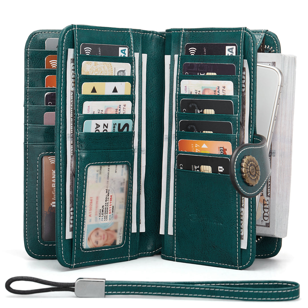 Lomy Big Wallet For Women With Wristlet —  Large Capacity - BOSTANTEN