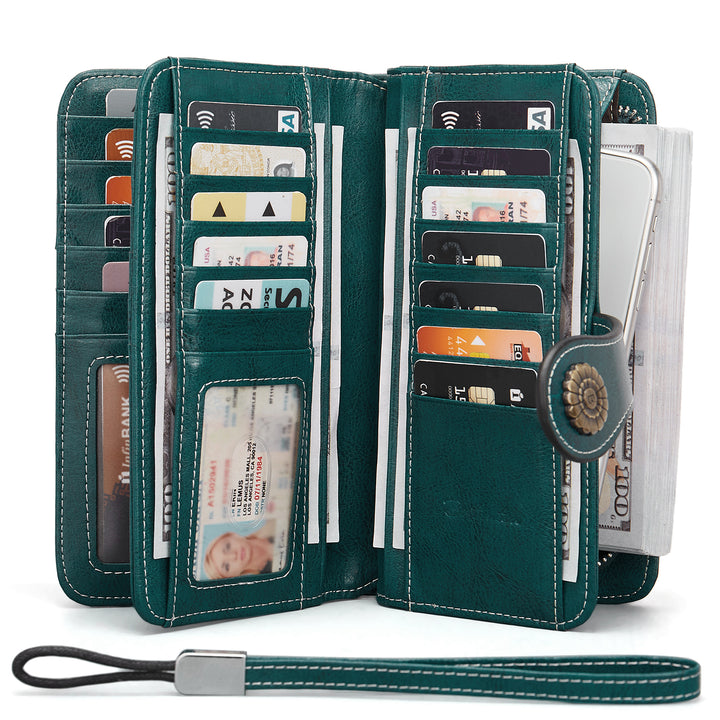 Lomy Big Wallet For Women With Wristlet —  Large Capacity - BOSTANTEN