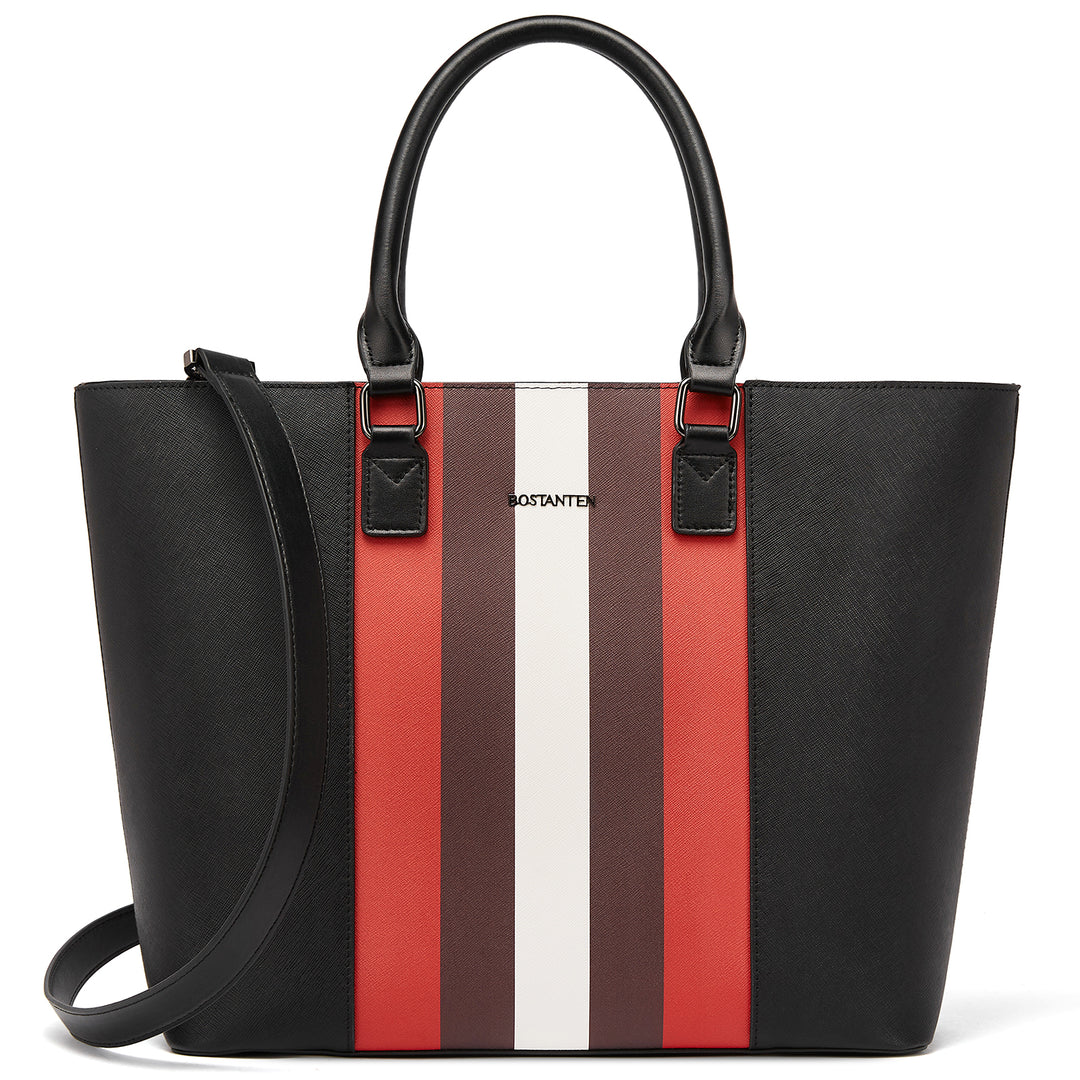 BOSTANTEN Women Tote Bag Genuine Leather Handbags Purses Shoulder Satchel Purse Work Bag Stripe Pattern - BOSTANTEN
