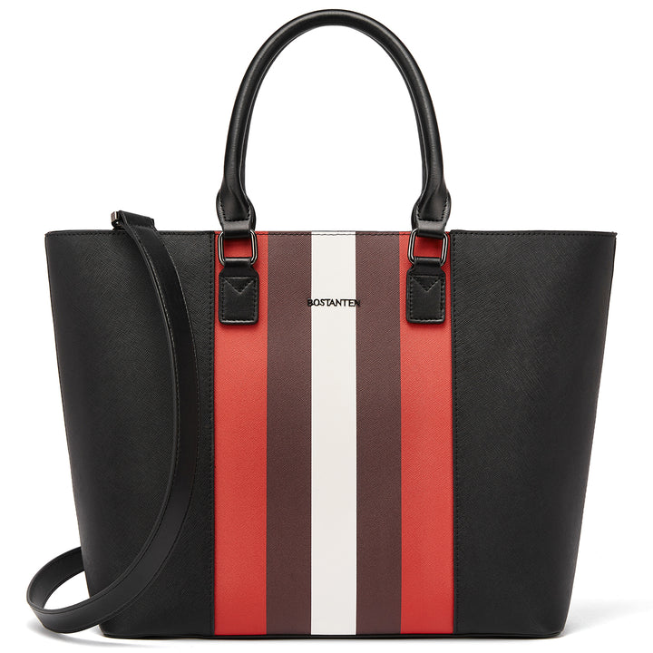 BOSTANTEN Women Tote Bag Genuine Leather Handbags Purses Shoulder Satchel Purse Work Bag Stripe Pattern - BOSTANTEN