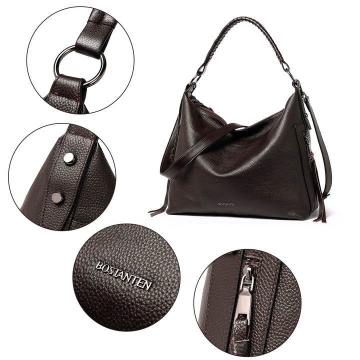 BOSTANTEN Leather Handbags for Women Concealed Carry Hobo Bags Shoulder Crossbody Purse - BOSTANTEN