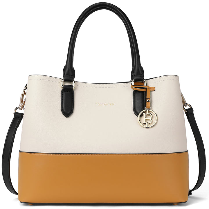 Satchel Handbags Leather Tote Purses Two Tone Designer Work Top Handle - BOSTANTEN