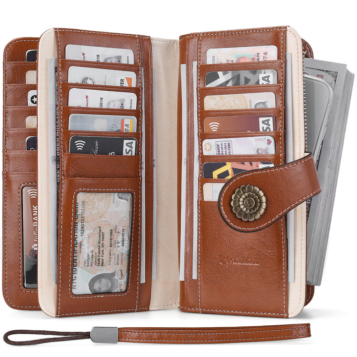 Lomy Big Wallet For Women With Wristlet —  Large Capacity - BOSTANTEN