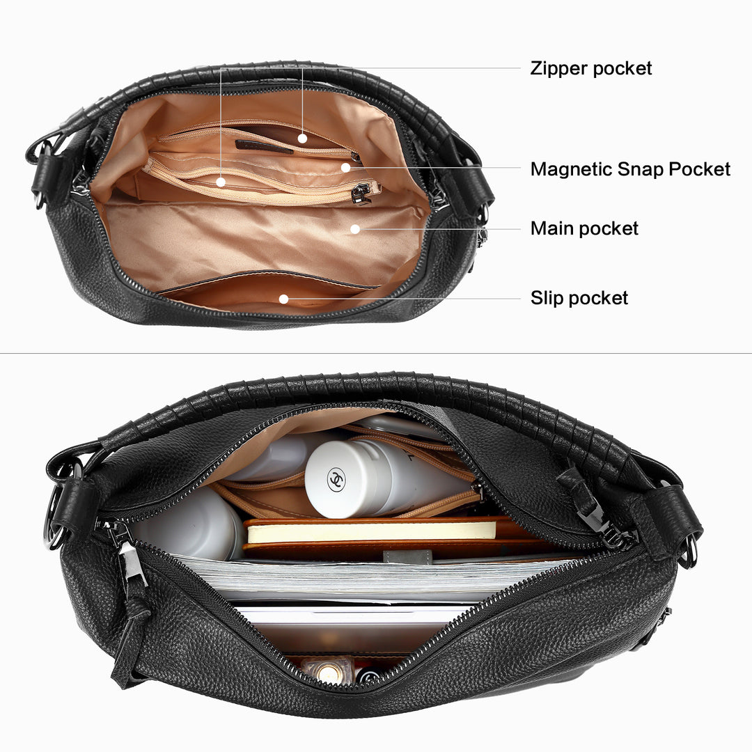 BOSTANTEN Leather Handbags for Women Concealed Carry Hobo Bags Shoulder Crossbody Purse - BOSTANTEN
