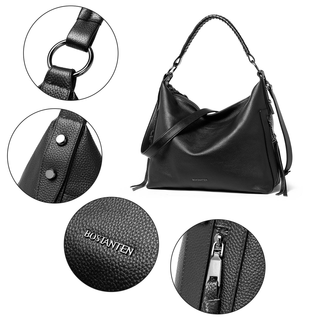 BOSTANTEN Leather Handbags for Women Concealed Carry Hobo Bags Shoulder Crossbody Purse - BOSTANTEN