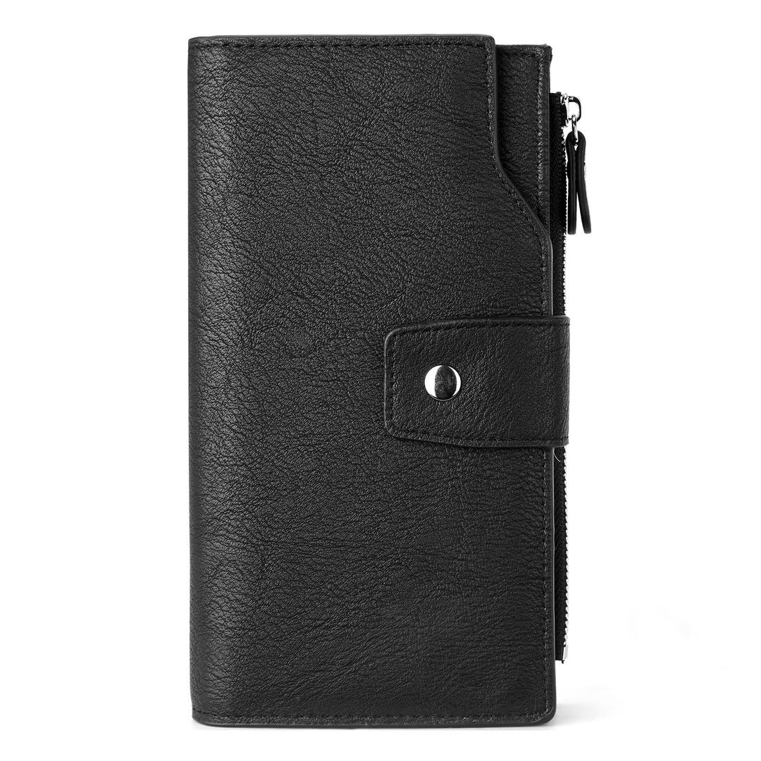 BOSTANTEN Womens Wallet Leather Wallets Large Capacity Cash Cluth Purses Coffee Rough Grain - BOSTANTEN
